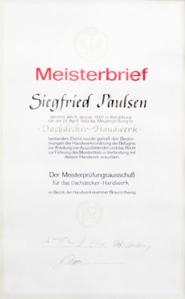 Dachdeckerei Siegfried Paulsen Meisterbrief 01